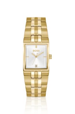 Strivo gold-tone watch with stripe detail