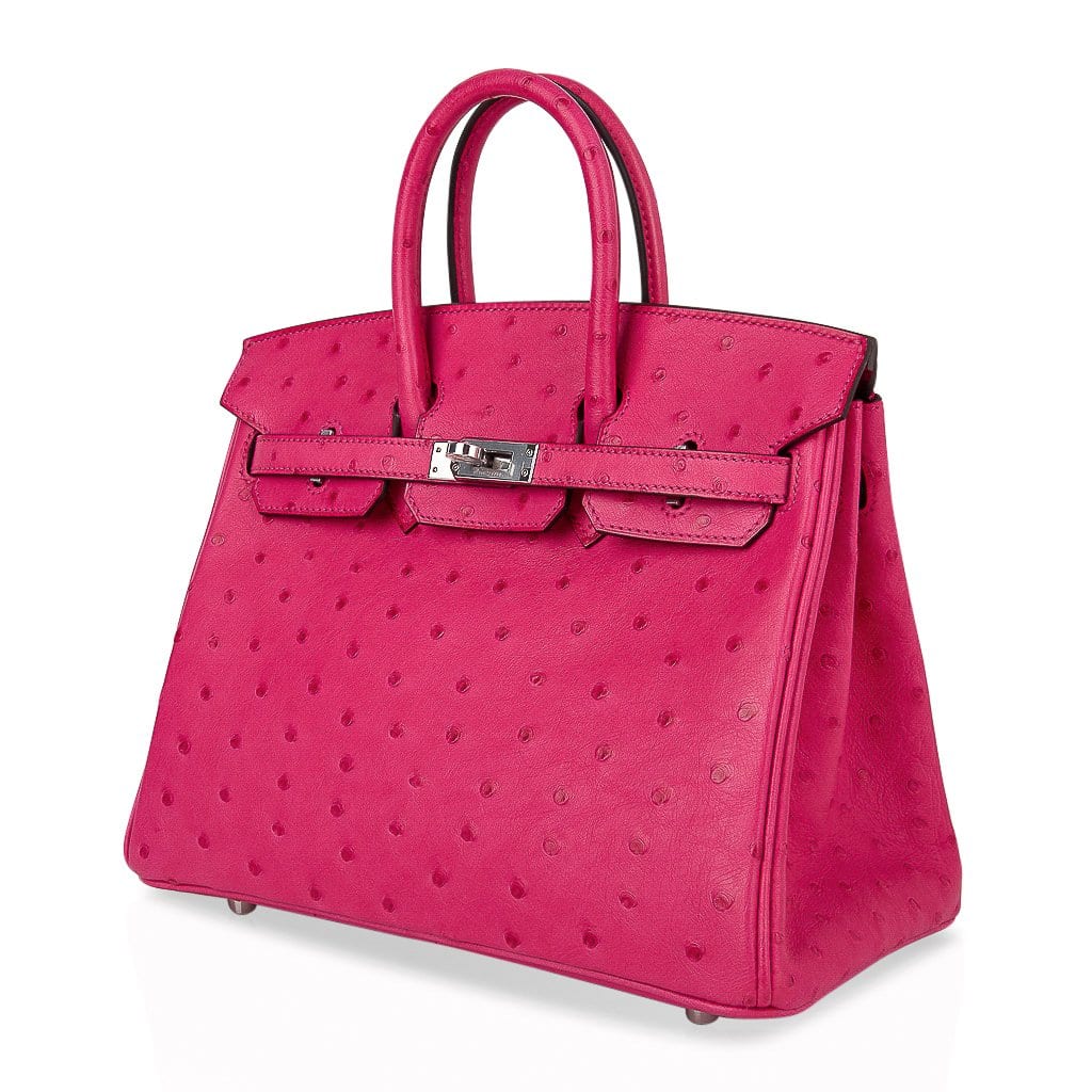 Hermès Birkin 25 Rose Tyrien Ostrich Palladium Hardware