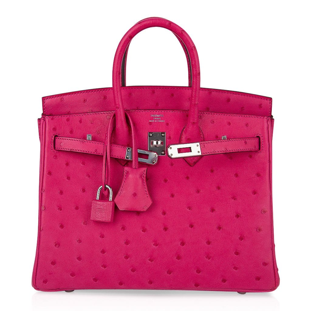 Hermès Birkin 25 Rose Tyrien Ostrich Palladium Hardware