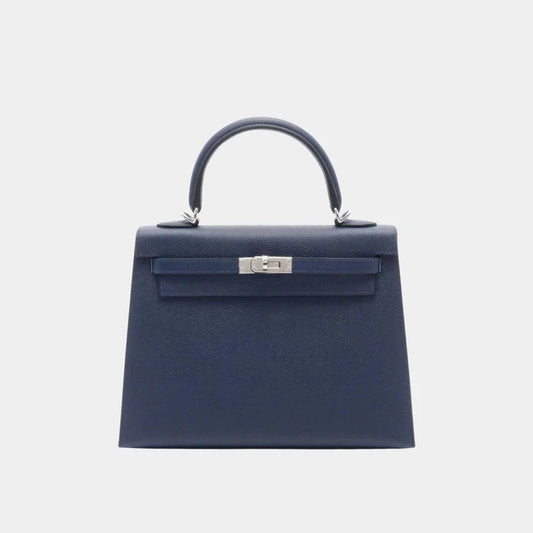 Hermès Kelly 25 Sellier – Bleu Nuit Epsom Leather with Palladium Hardware - Zeuskicks