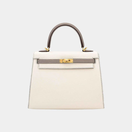 Hermès Kelly 25 HSS — Craie & Gris Asphalte Epsom Sellier Gold Hardware