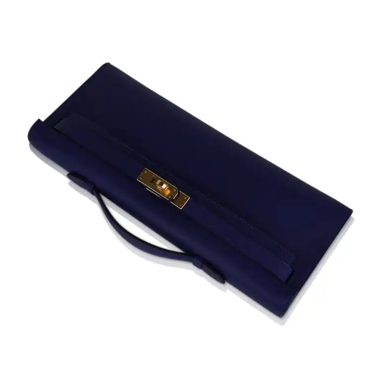 Hermès Kelly Cut Bag in Blue Encre Swift Leather with Gold Hardware