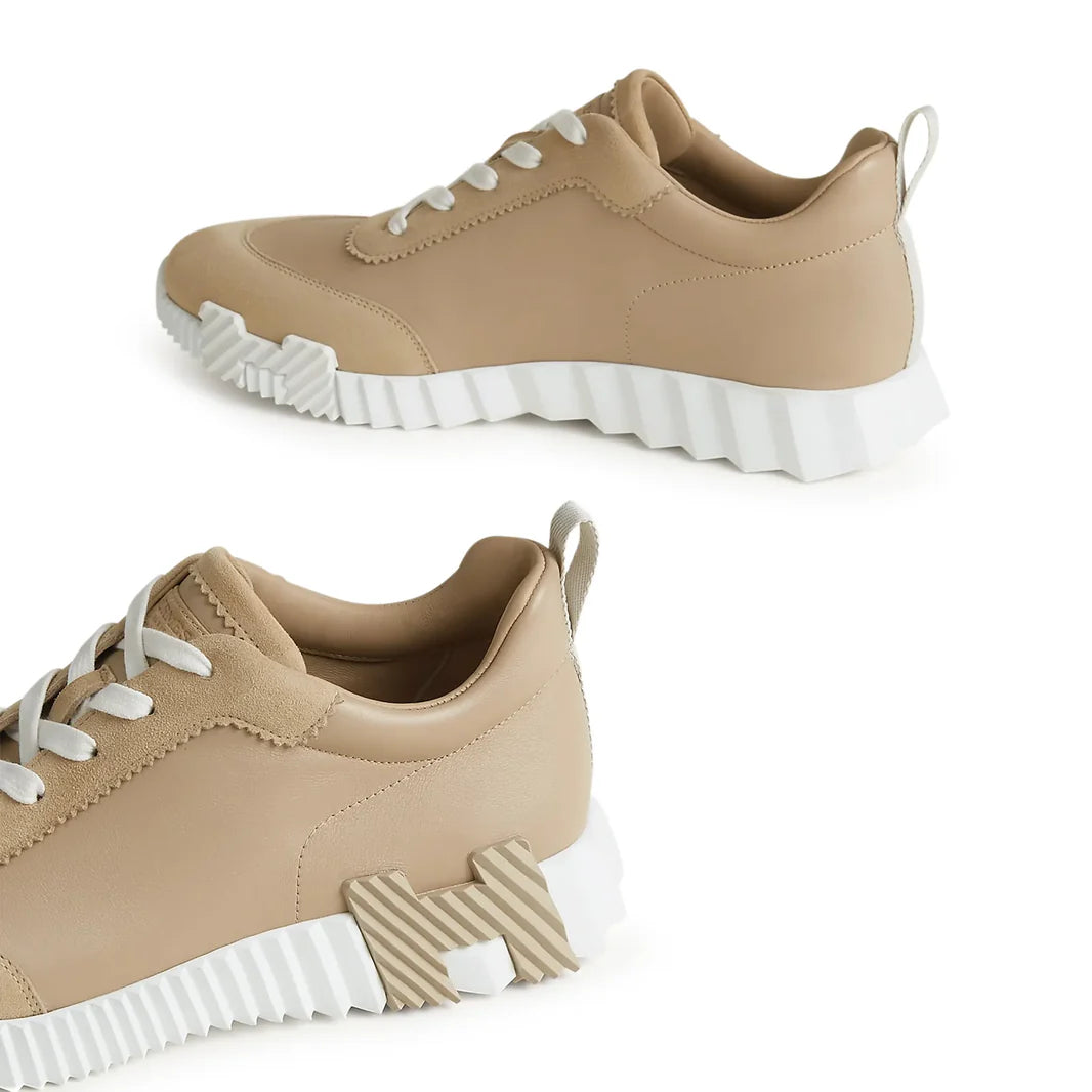 Hermès Paris Bouncing Sneakers – Beige Linen & Leather Edition