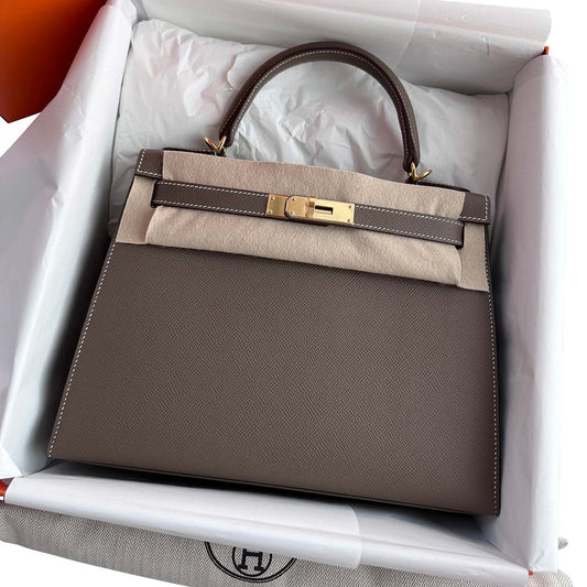 Hermès Kelly 28 Sellier – Etoupe Epsom Leather with Gold Hardware - Zeuskicks