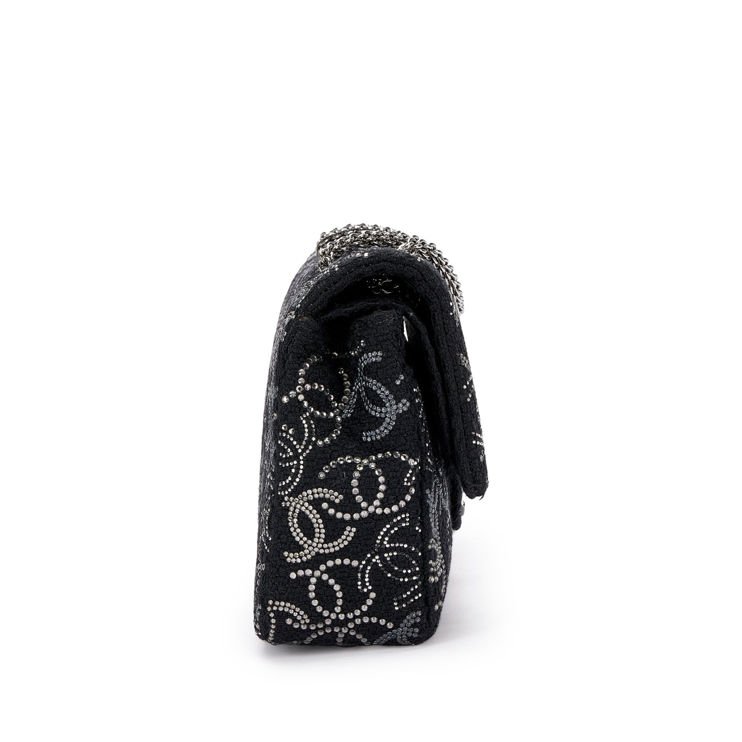 CHANEL Timeless Classic Double Flap – Black Tweed, Rhinestone & Beads (2009–10)