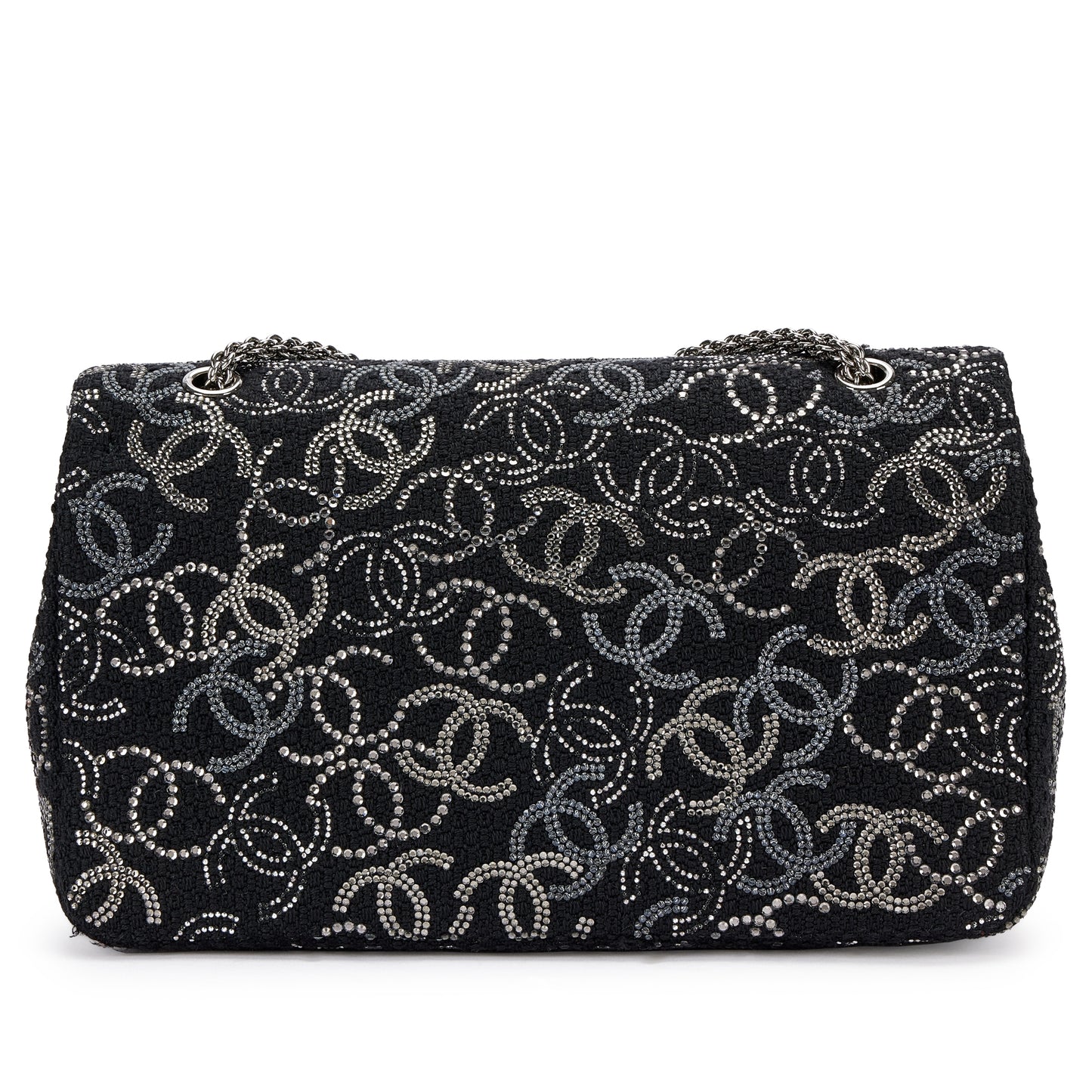 CHANEL Timeless Classic Double Flap – Black Tweed, Rhinestone & Beads (2009–10)