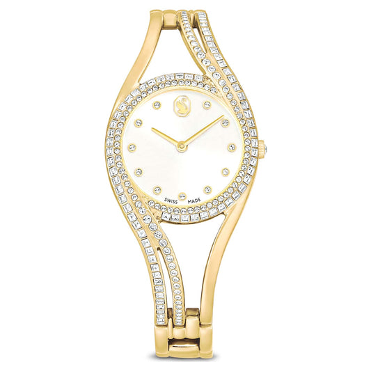 Hyperbola bangle watch, Swiss Made, Metal bracelet, Gold tone, Gold-tone finish