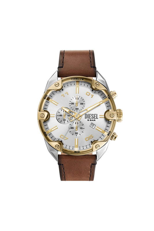 Brown Spiked chronograph brown leather watch