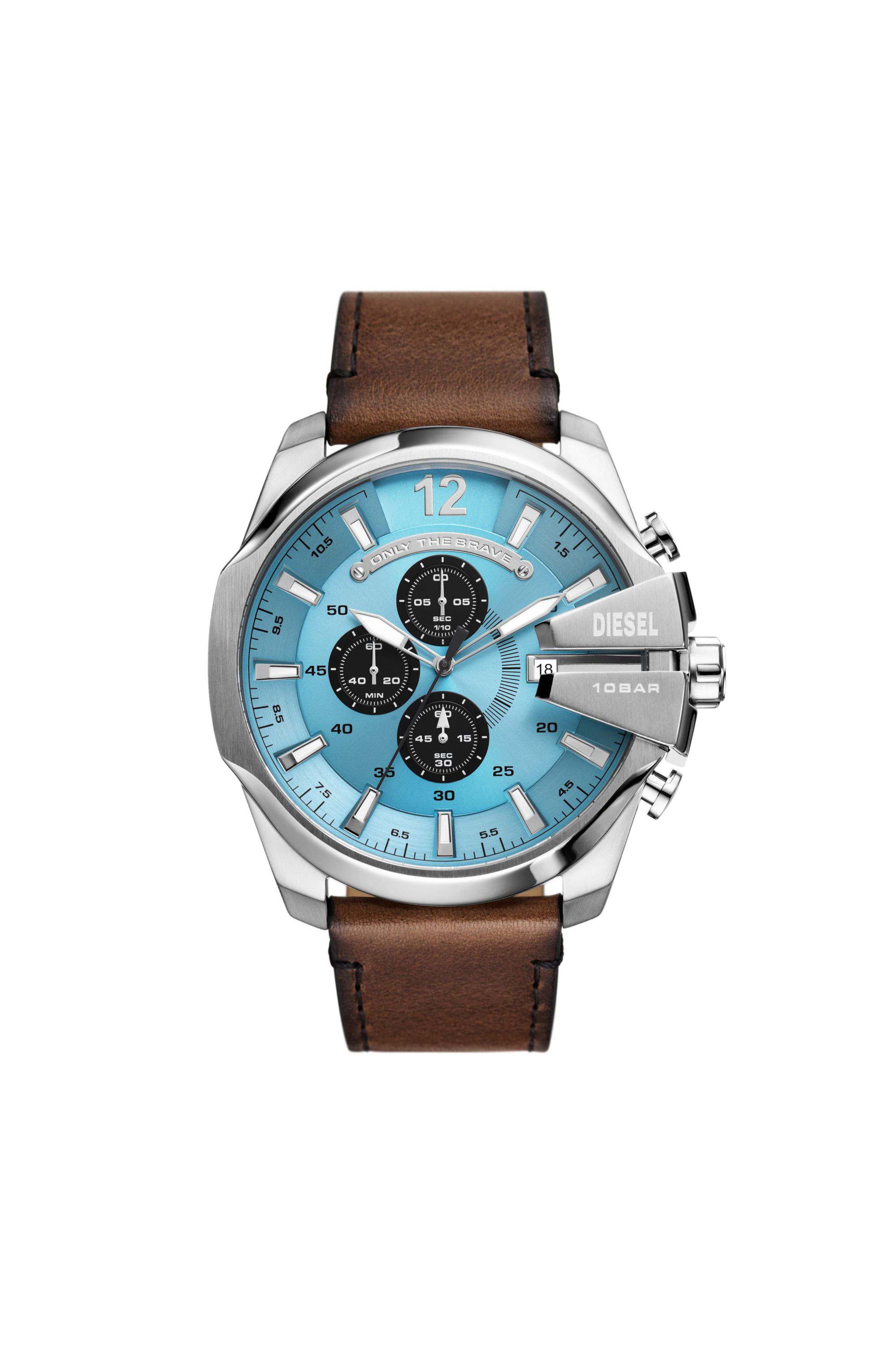 Brown DZ4657- Mega Chief chronograph brown leather watch
