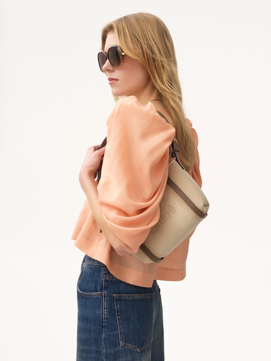 CHLOE Carry shoulder bag in canvas Vegetal Beige by CHLOE