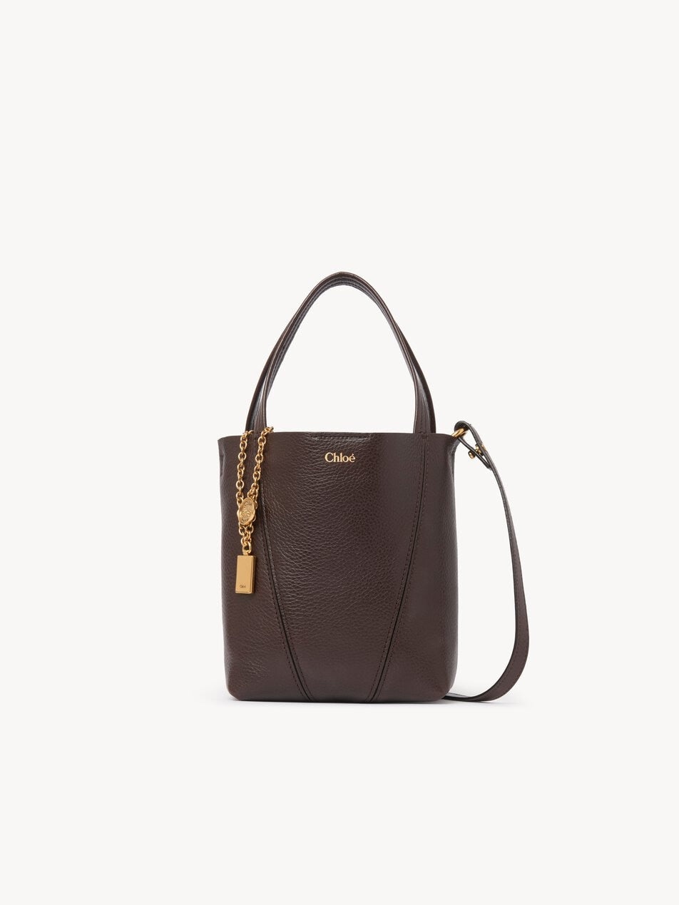 CHLOE Small Chloé Spin tote bag in grained leather Kohl Brown by CHLOE