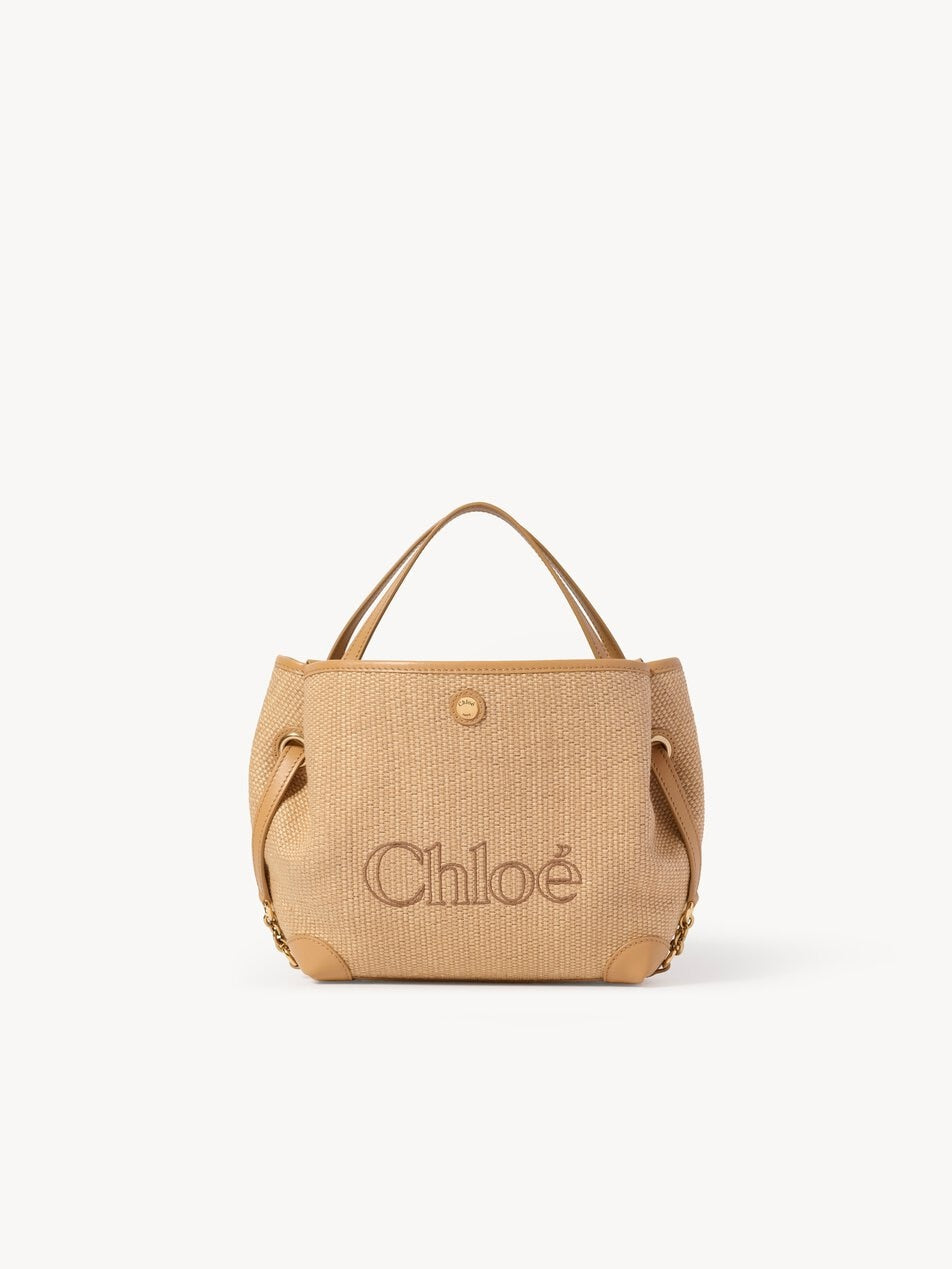 CHLOE Small Chloé Clover double carry bag in raffia-effect fibers Bleached Brown by CHLOE