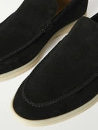 Loro Piana Summer Walk Suede Loafers – Black Edition