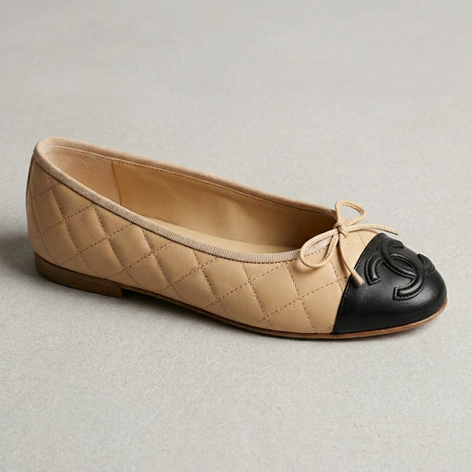 Chanel Cambon Ballerina Flats – Coco Beach Beige Quilted - Zeuskicks