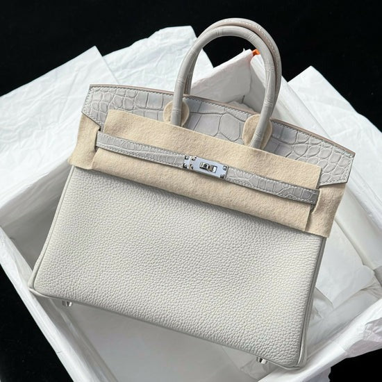 Hermès Birkin 25 Touch – Gris Perle Togo & Matte Alligator with Palladium Hardware