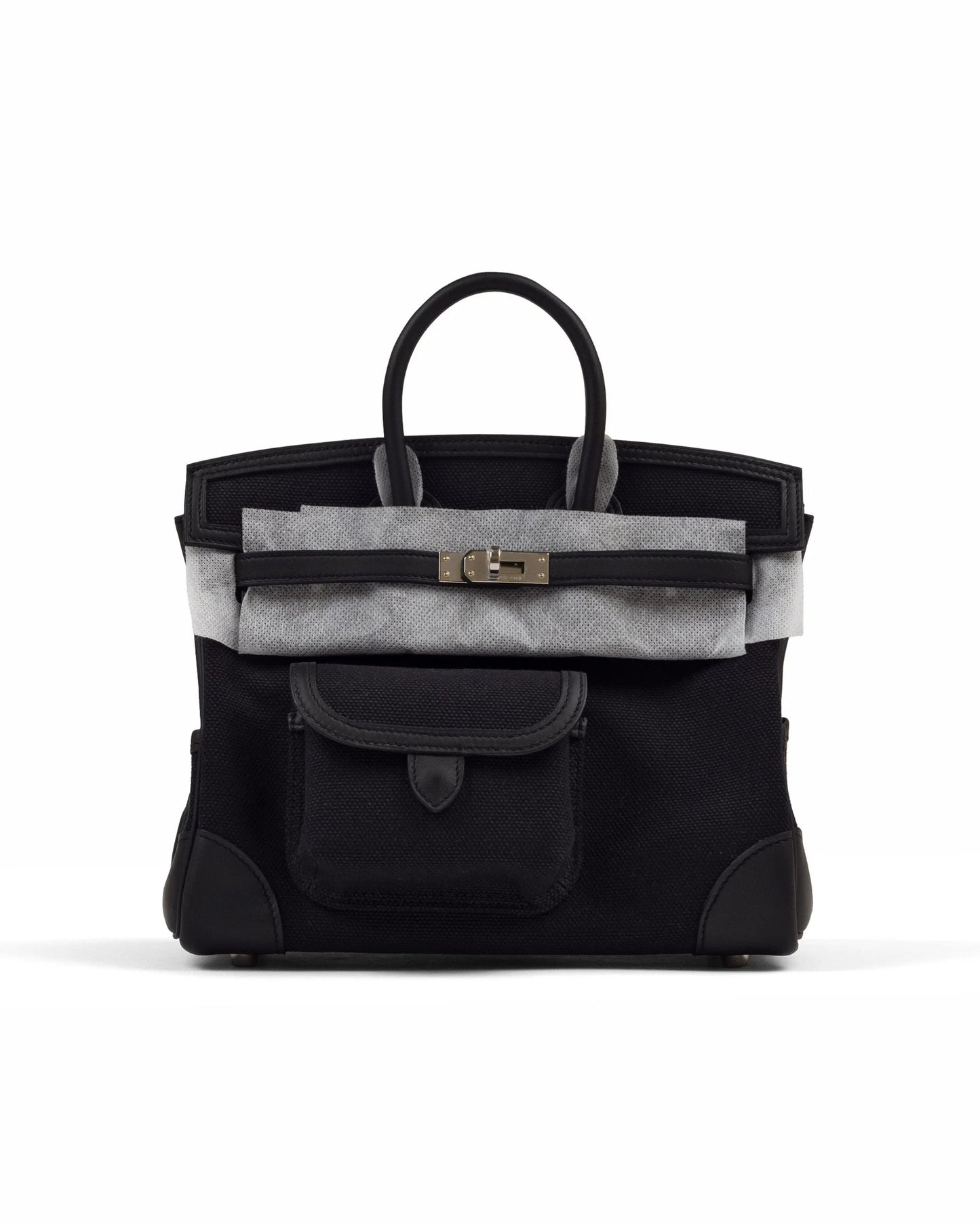 Hermès Birkin 25 Cargo – Black Swift & Bleu Marine Canvas with Palladium Hardware