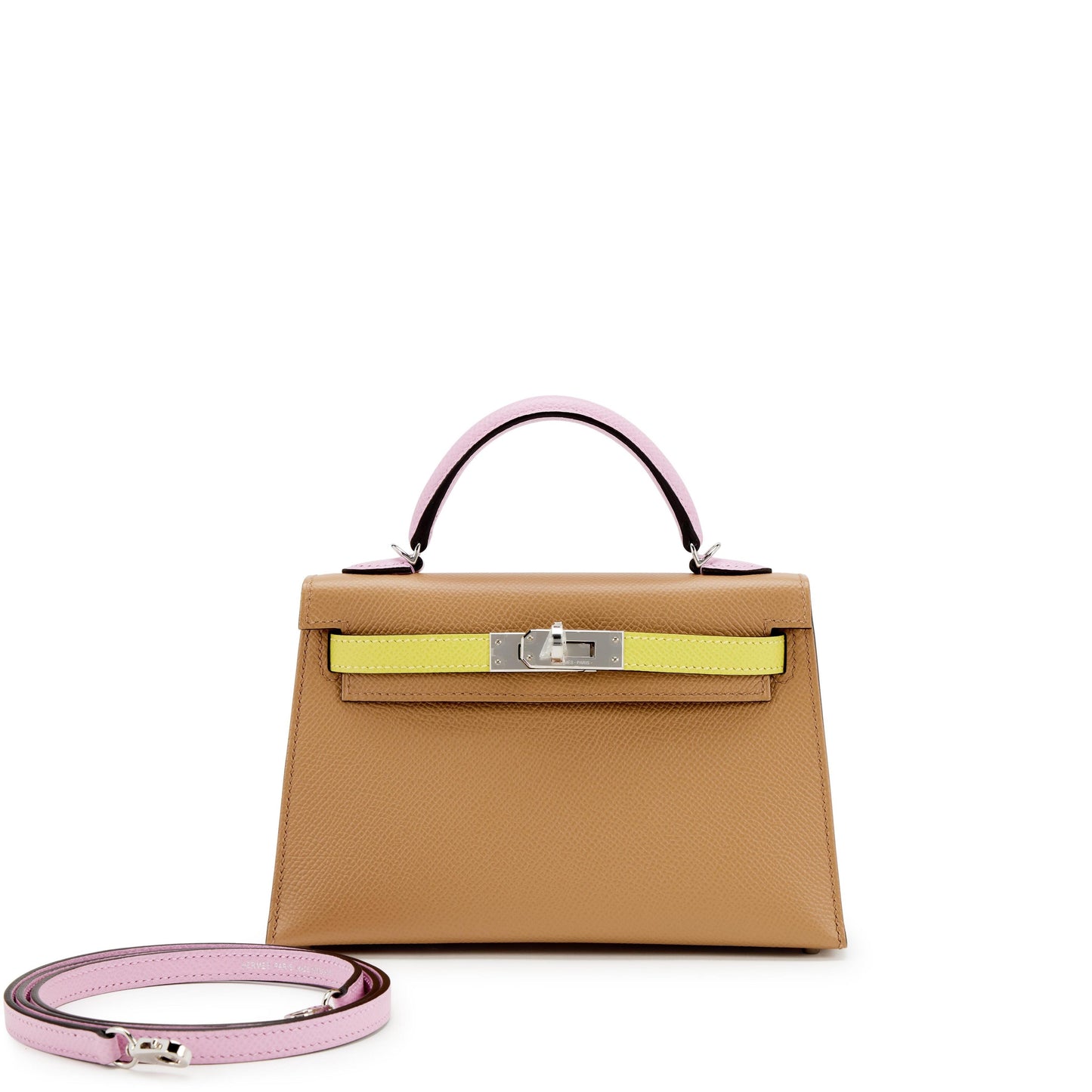 Hermès Mini Kelly 20 Tri-Color – Chai, Mauve Sylvestre & Jaune Naples Epsom with Palladium Hardware