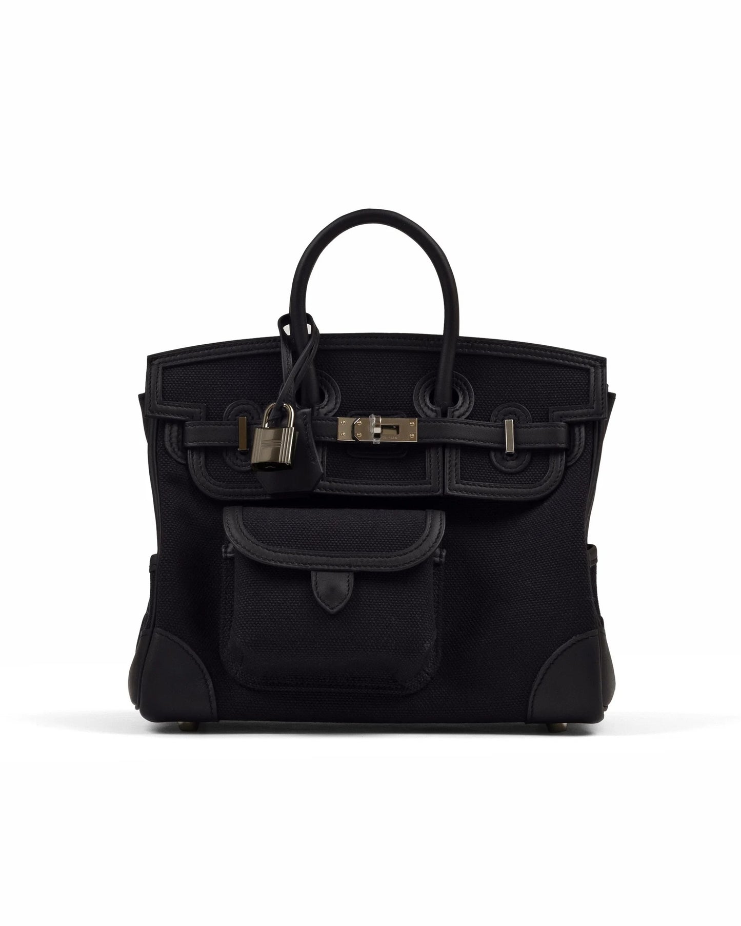 Hermès Birkin 25 Cargo – Black Swift & Bleu Marine Canvas with Palladium Hardware