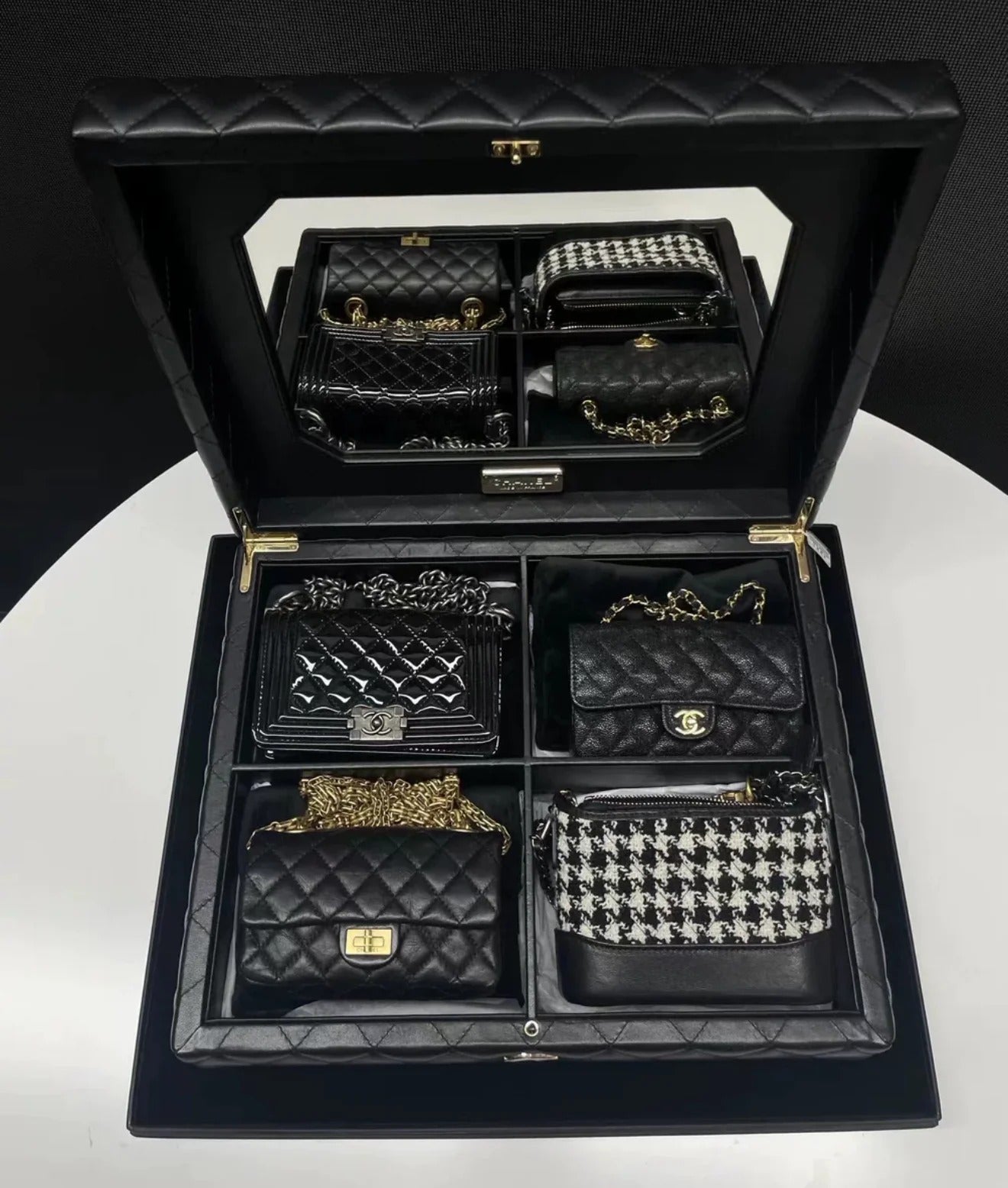 Chanel 2020 Limited Edition Set of 4 Black Mini Bags with Quilted Trunk