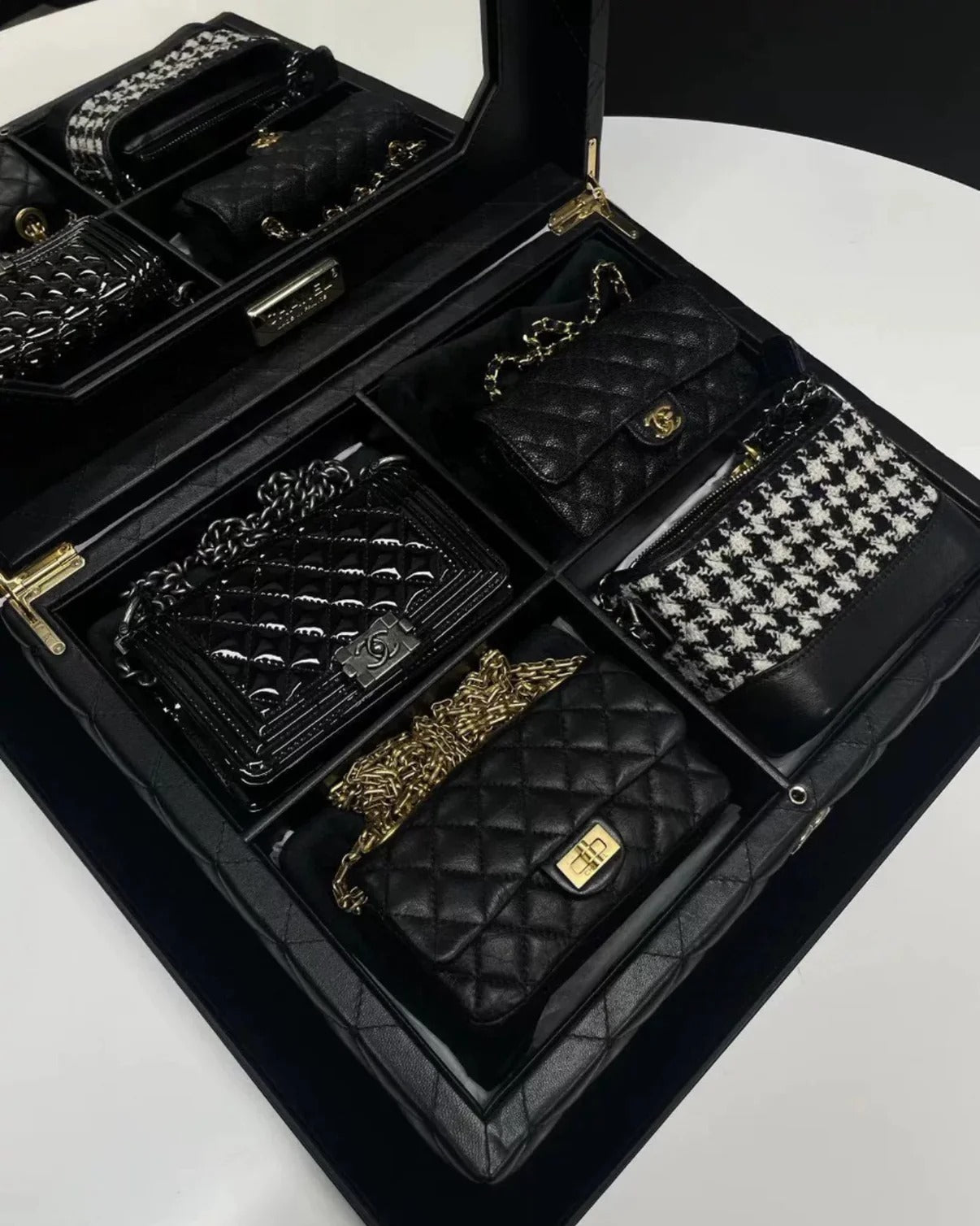 Chanel 2020 Limited Edition Set of 4 Black Mini Bags with Quilted Trunk