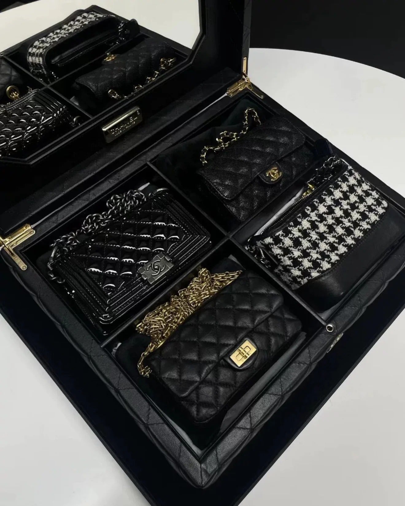 Chanel 2020 Limited Edition Set of 4 Black Mini Bags with Quilted Trunk