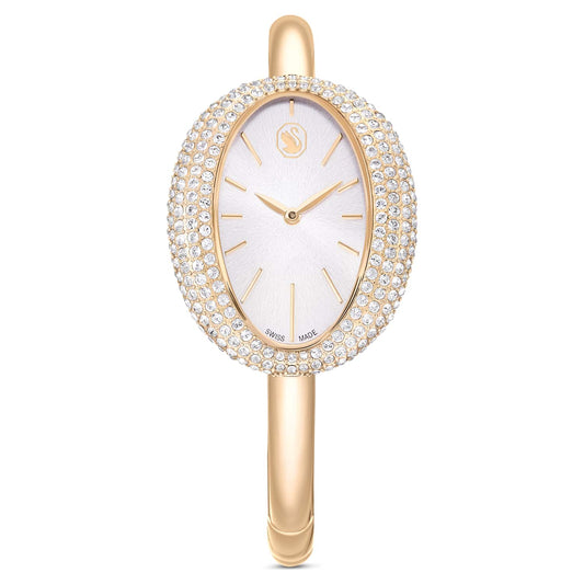 Imber bangle watch, Swiss Made, Metal bracelet, Gold tone, Champagne gold-tone finish