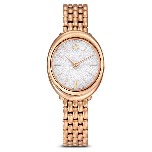 Imber oval watch, Swiss Made, Metal bracelet, Gold tone, Rose gold-tone finish