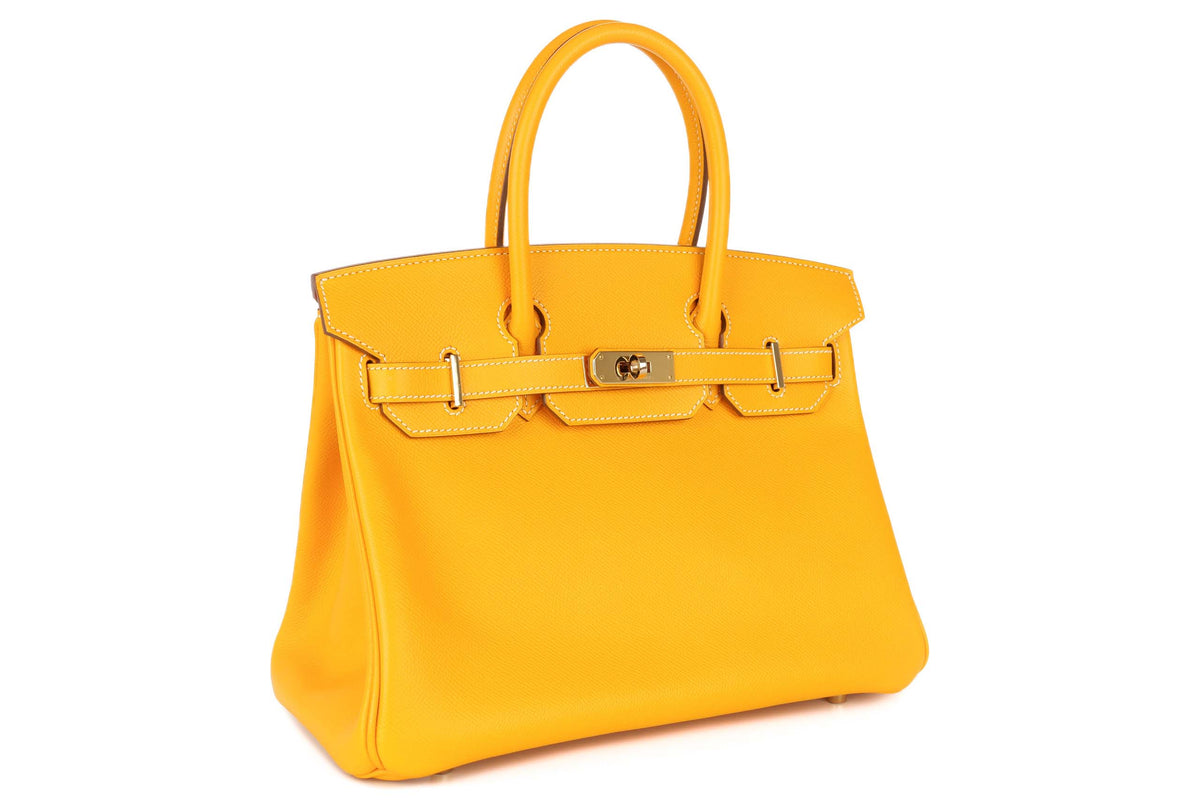 Hermès Birkin 30 Candy Jaune D'or / Potiron Epsom Retourne Permabrass Hardware - view 2