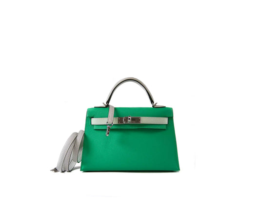 Hermès Kelly Mini 20 – Vert Comics / Vert Fizz / Gris Pale with Palladium Hardware - Zeuskicks