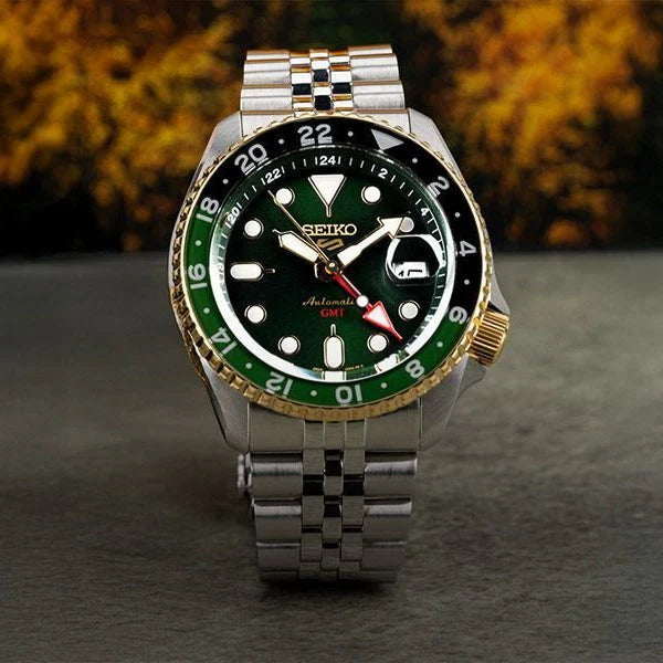 Men’s Seiko 5 Sports Forest Green Sunrise Limited Edition SSK050K1 Automatic GMT Watch