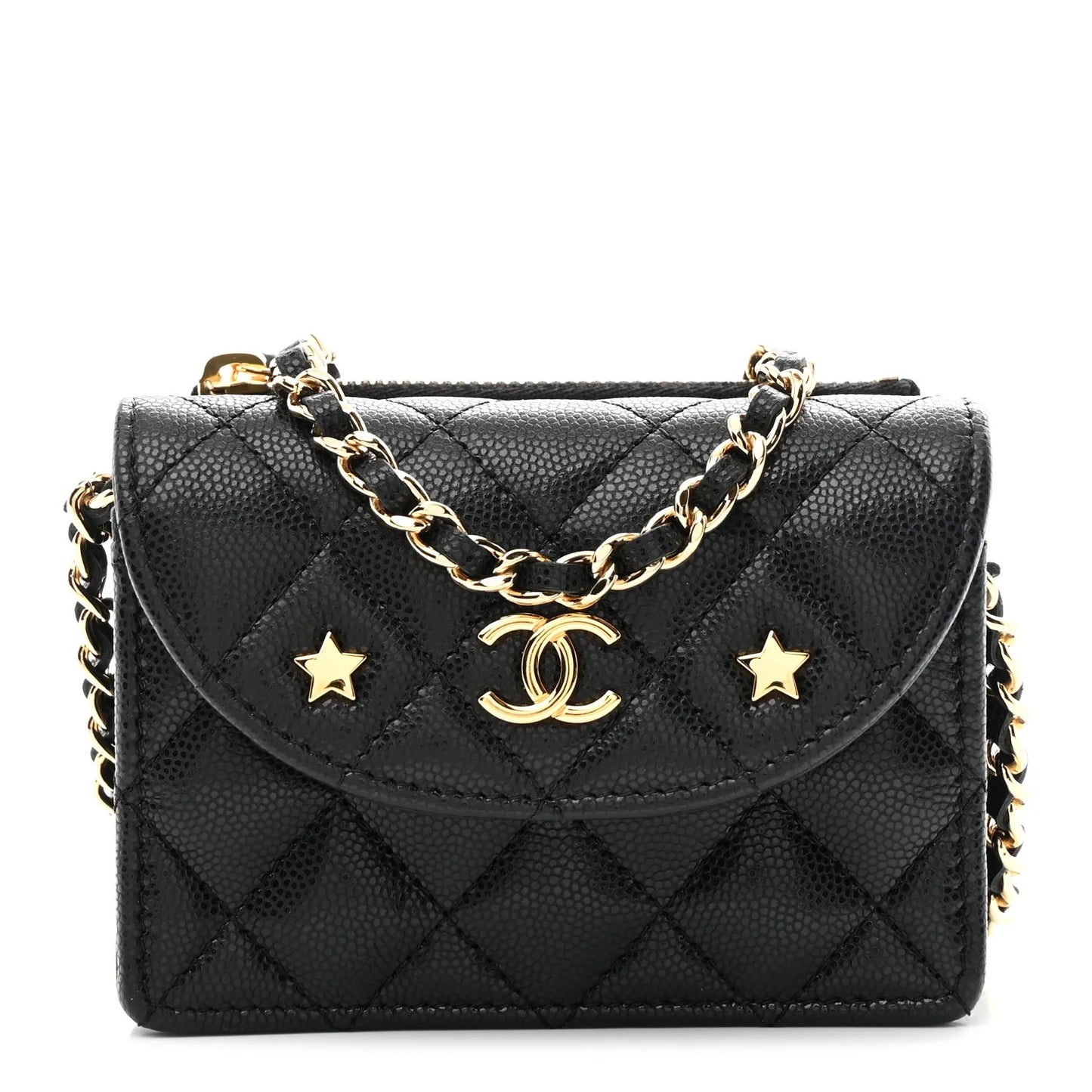 Chanel Tweed Quilted Mini Clutch With Chain – Black & White