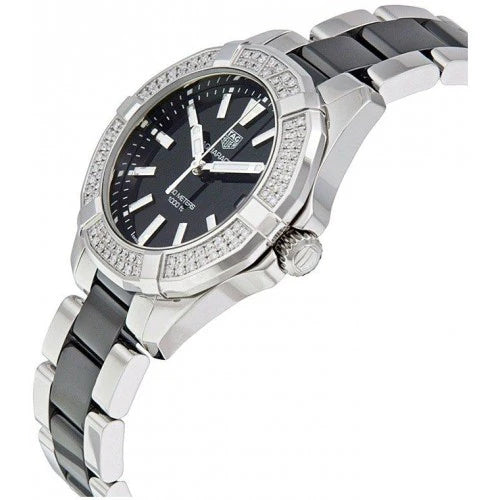 TAG Heuer Aquaracer Quartz Black Dial Two-Tone Diamonds