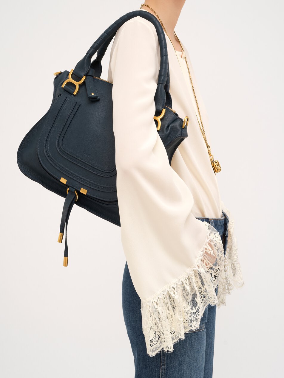 CHLOE Marcie bag in grained leather Tapestry Blue by CHLOE