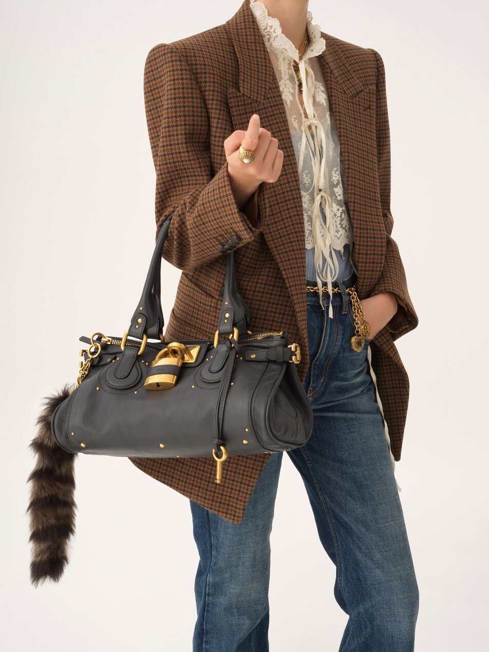 CHLOE Paddington bag in grained leather Black Navy by CHLOE