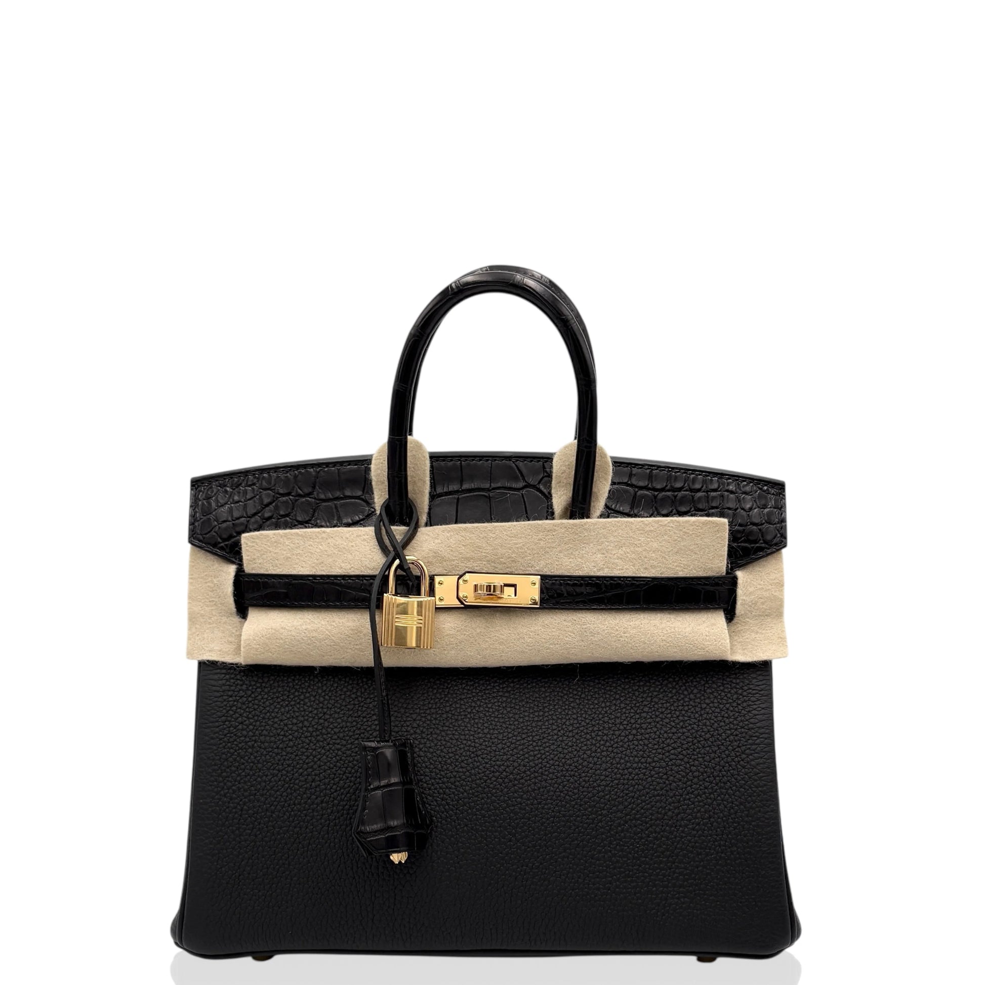 Hermès Birkin Touch 25 – 89 Noir Togo & Matte Alligator with Gold Hardware - Zeuskicks