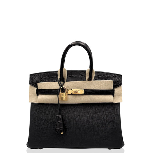 Hermès Birkin Touch 25 – 89 Noir Togo & Matte Alligator with Gold Hardware - Zeuskicks