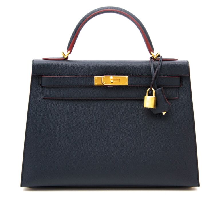 Hermès Kelly 32 Contour – Limited Edition Blue Indigo Epsom with Rouge - Zeuskicks