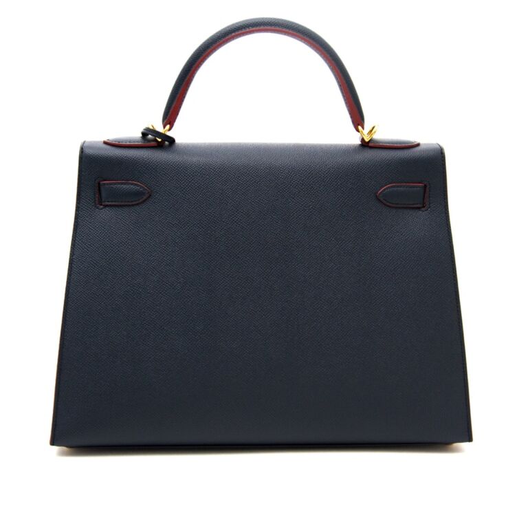 Hermès Kelly 32 Contour – Limited Edition Blue Indigo Epsom with Rouge - Zeuskicks