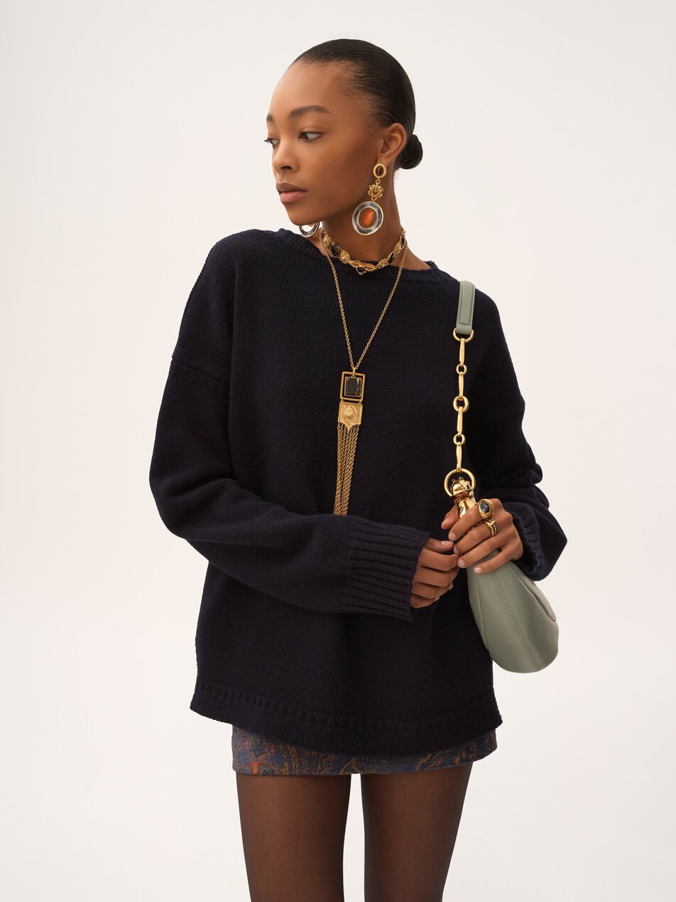 CHLOE Chain Horse shoulder bag in grained leather Bluish Green by CHLOE