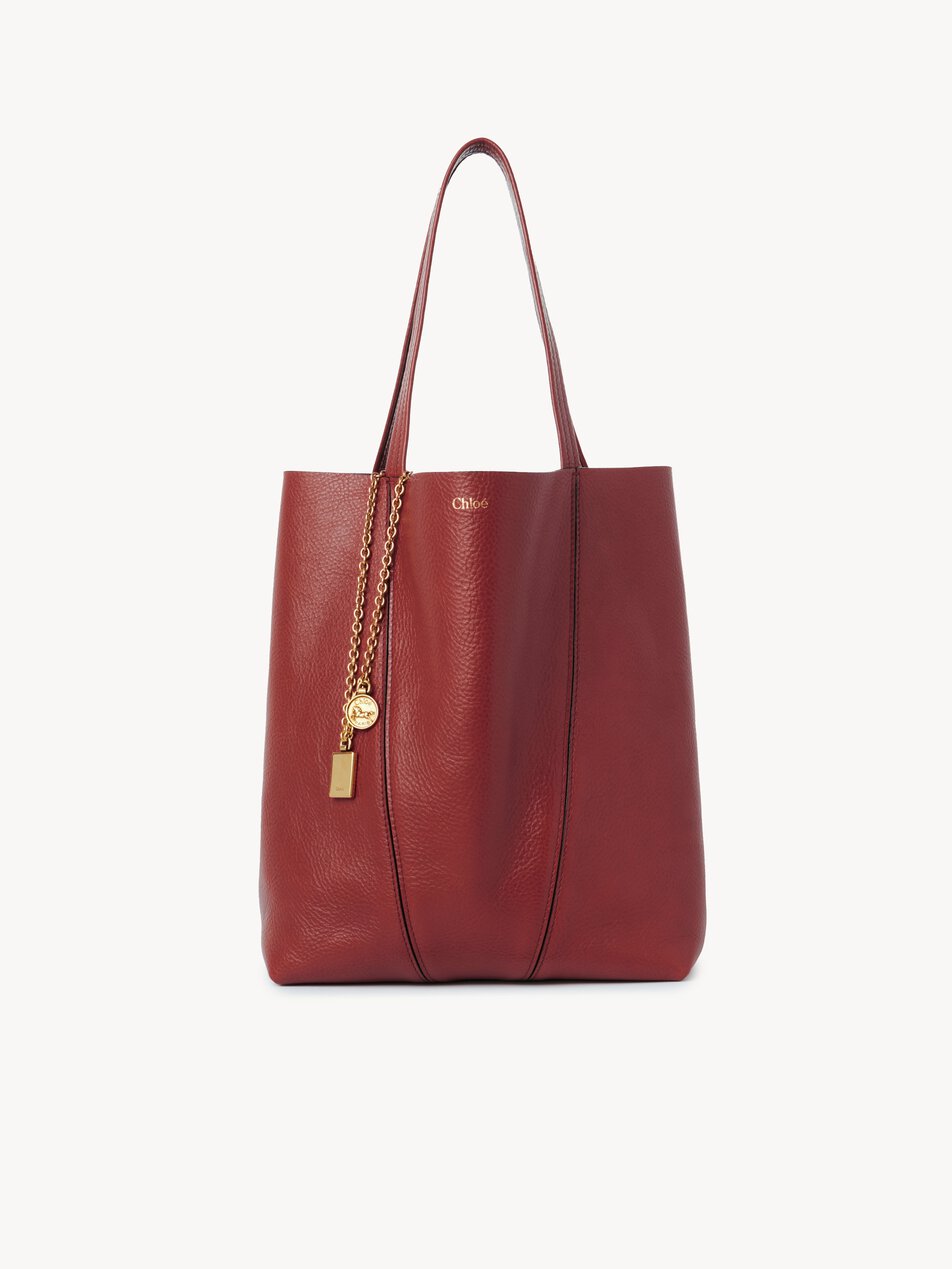 CHLOE Spin tote bag in grained leather Brunet Pink by CHLOE