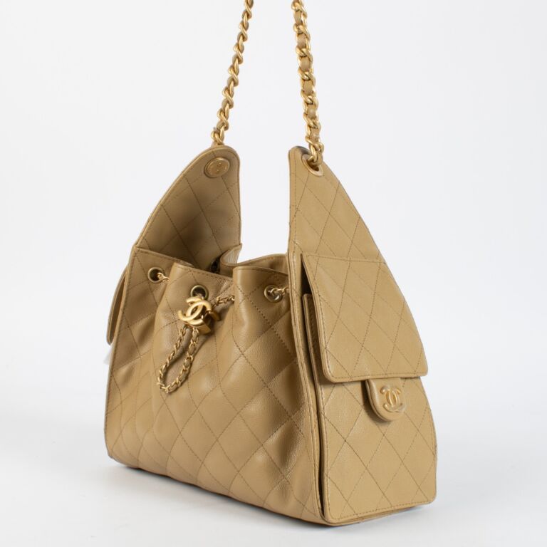 Chanel Beige Caviar Chanel 25 Small Bag - Zeuskicks