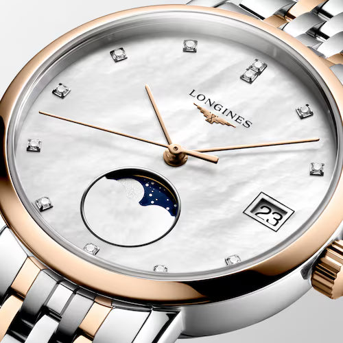 Women’s Longines Elegant Collection Moonphase L4.330.5.87.7 Diamond Quartz Watch