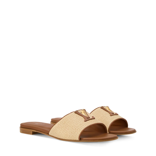LV Mare Flat Mule – Raffia (Natural)