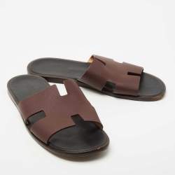Hermès Oran Sandals – Burgundy Leather Edition
