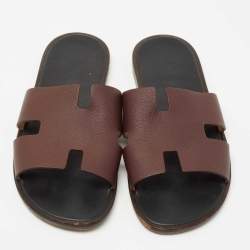 Hermès Oran Sandals – Burgundy Leather Edition