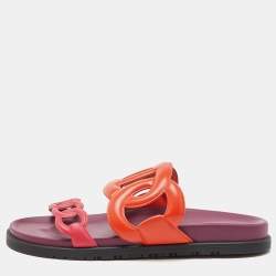 Hermès Extra Slide Flats – Orange & Pink Leather Edition