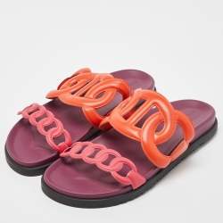 Hermès Extra Slide Flats – Orange & Pink Leather Edition