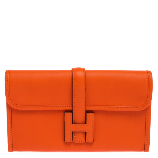 Hermès Elan 29 Jige Clutch – Orange Swift Leather (2013, Silver Hardware)