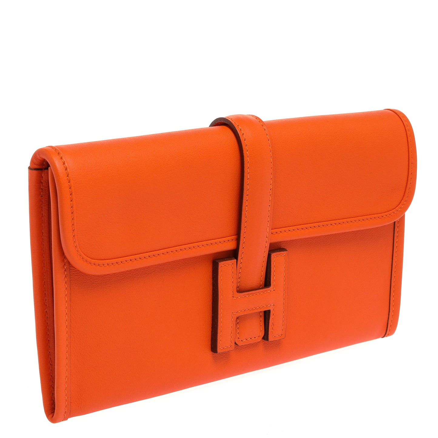 Hermès Elan 29 Jige Clutch – Orange Swift Leather (2013, Silver Hardware)