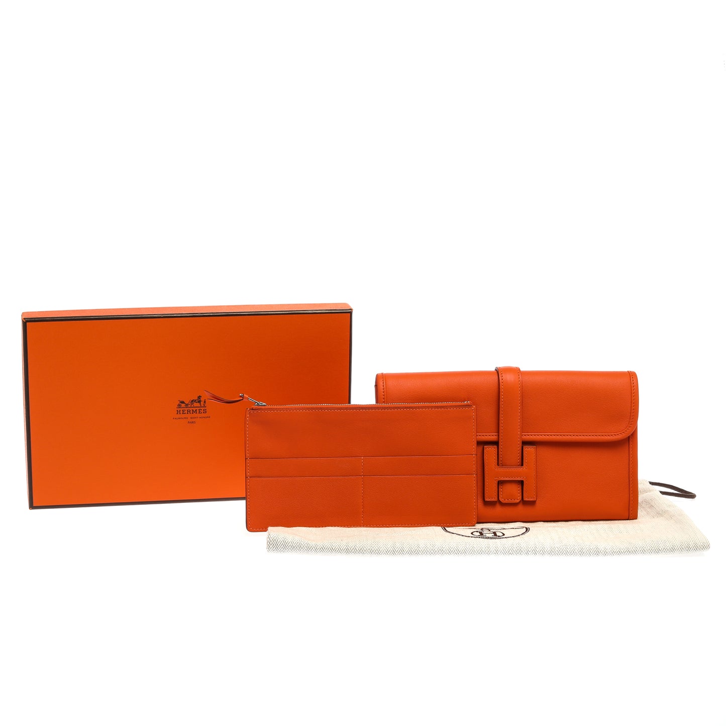 Hermès Elan 29 Jige Clutch – Orange Swift Leather (2013, Silver Hardware)